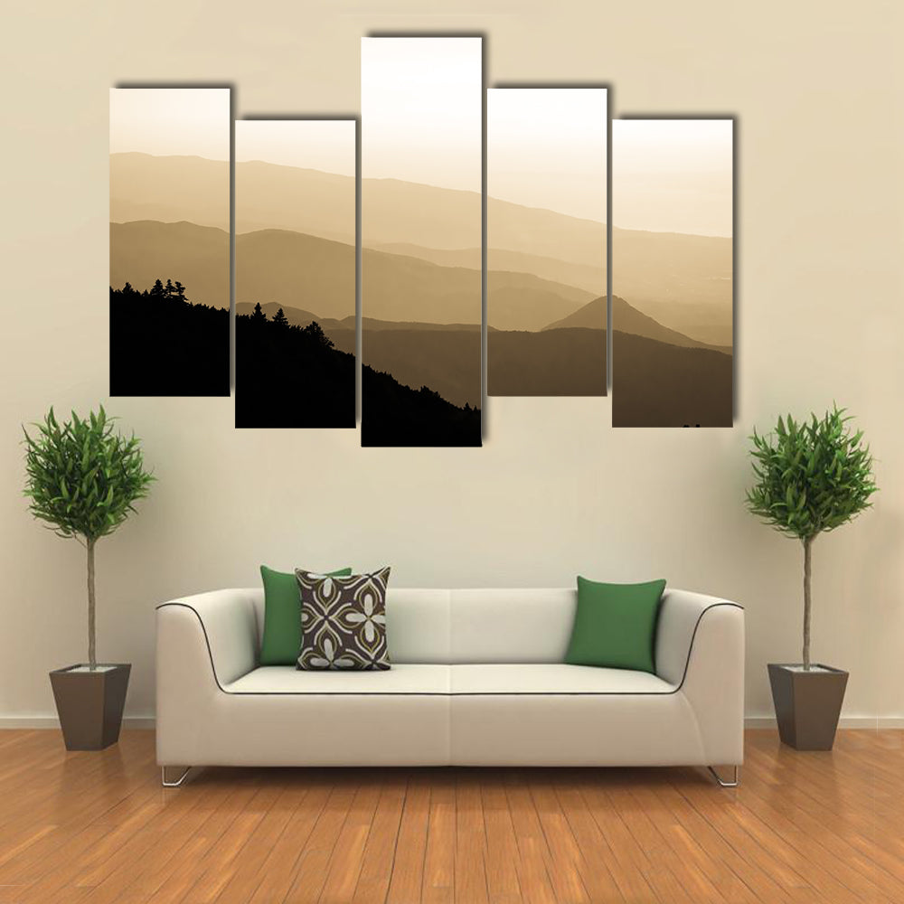 Sunset Over Foggy Mountains In Turkey Canvas Wall Art