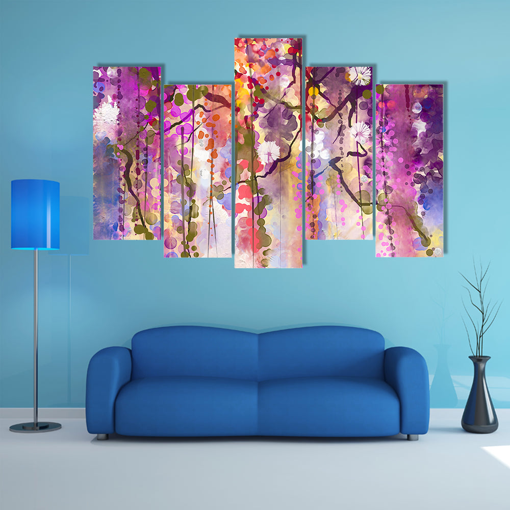 Spring Purple Wisteria Blossoms Canvas Wall Art