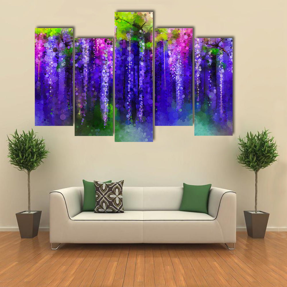 Wisteria Purple Flowers In Spring Canvas Wall Art