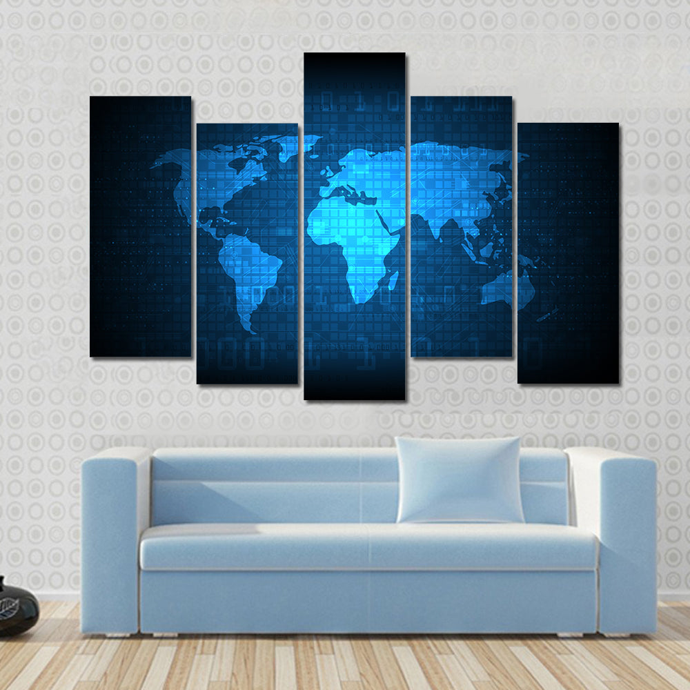 Digital Globe World Map Canvas Wall Art