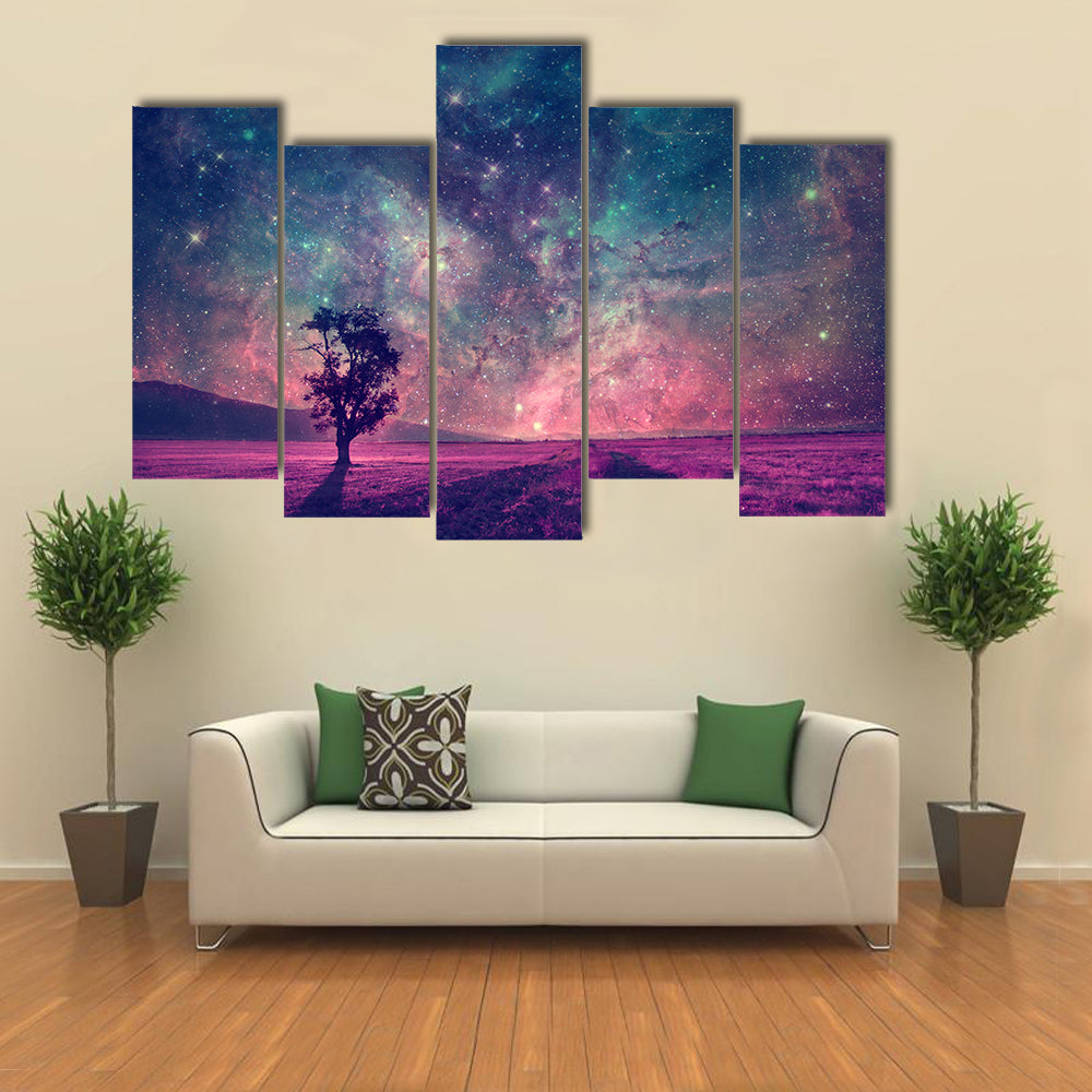 Alien Planet Nebula Silhouette Canvas Wall Art