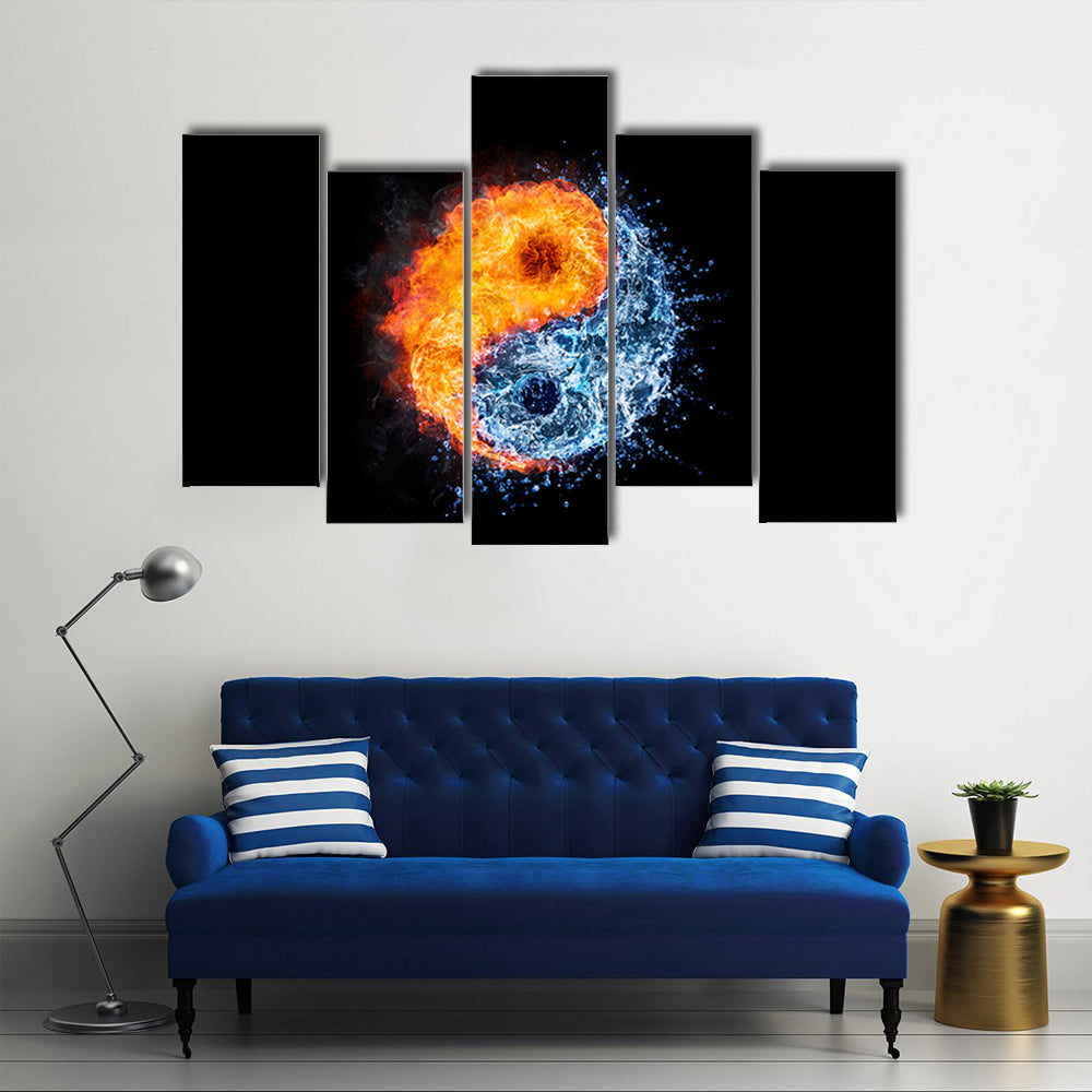 Fire And Water Tao Symbol Canvas Wall Art