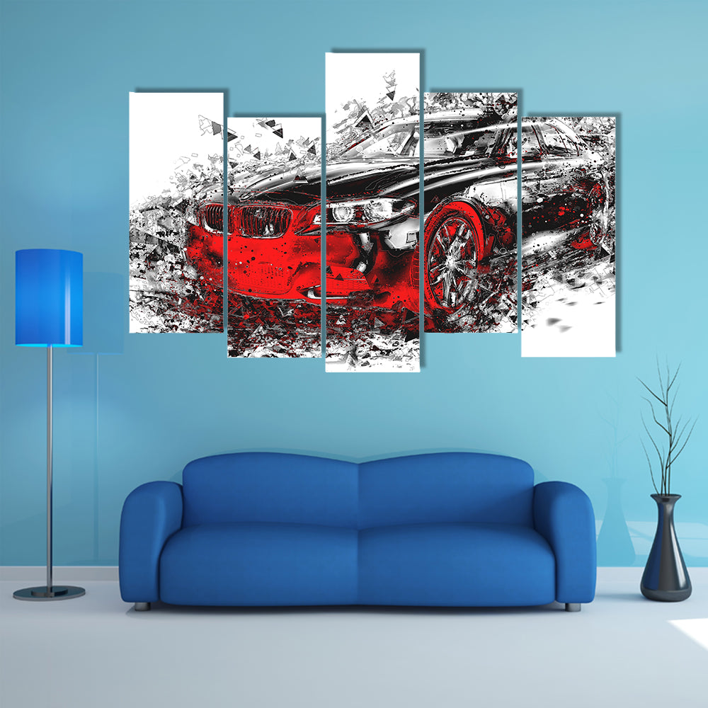 Abstract Bmw Sports Car Canvas Wall Art