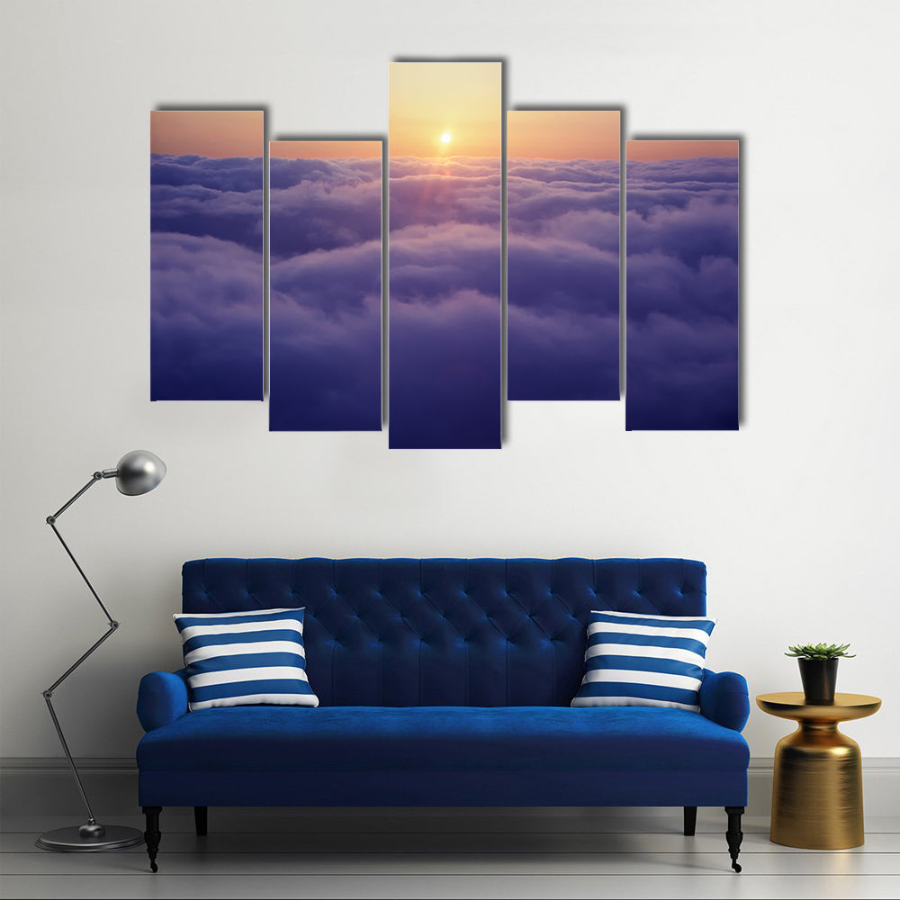 Sunset Above The Clouds Canvas Wall Art
