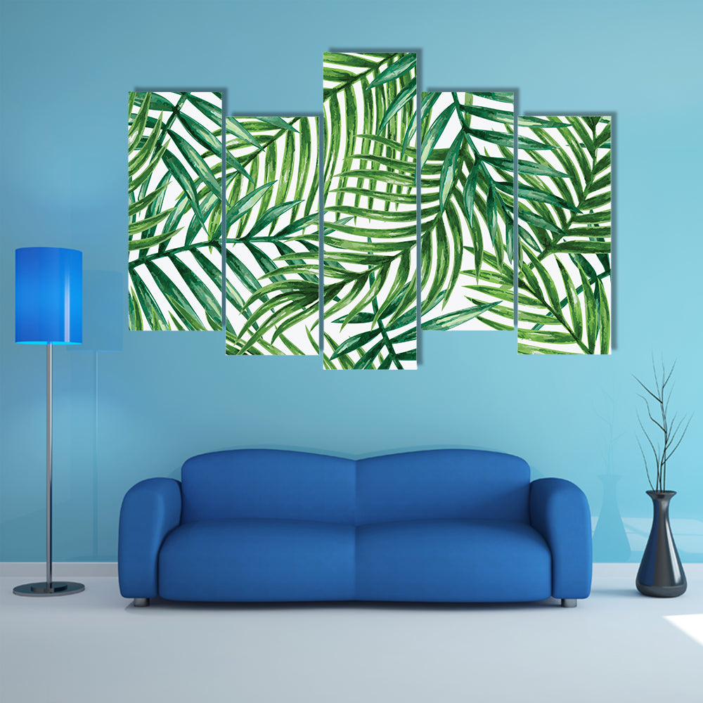 Watercolor Tropical Palm Leaves Canvas Wall Art