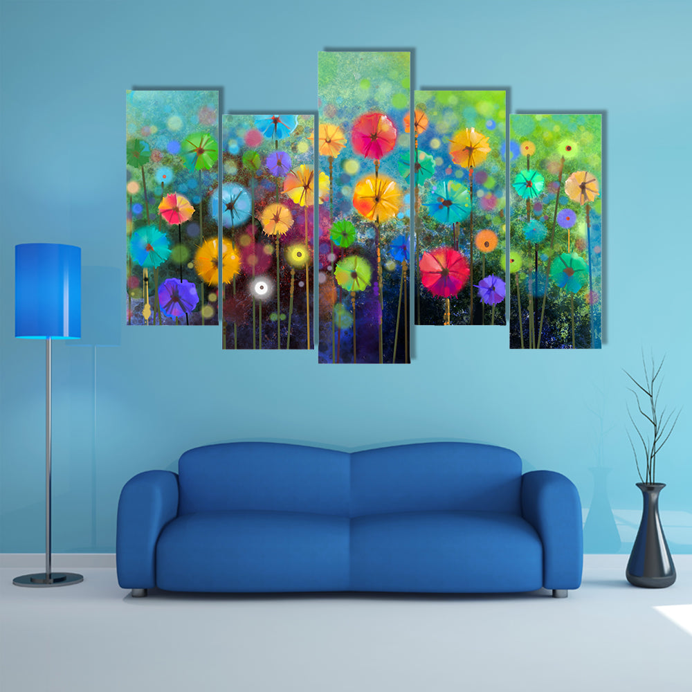 Watercolor Flowers Abstract Canvas Wall Art