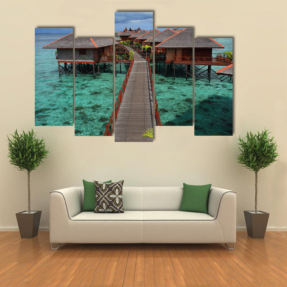Mabul Island Overwater Bungalows Canvas Wall Art