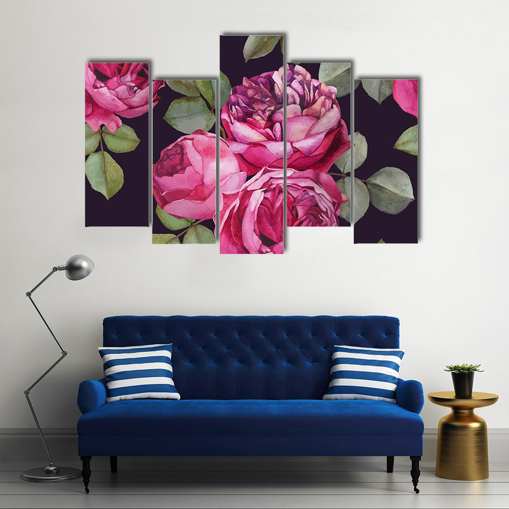 Pink Roses Bouquet Canvas Wall Art