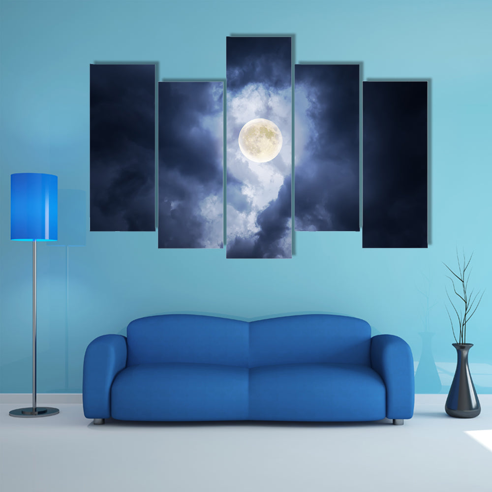 Supermoon in Clouds Canvas Wall Art