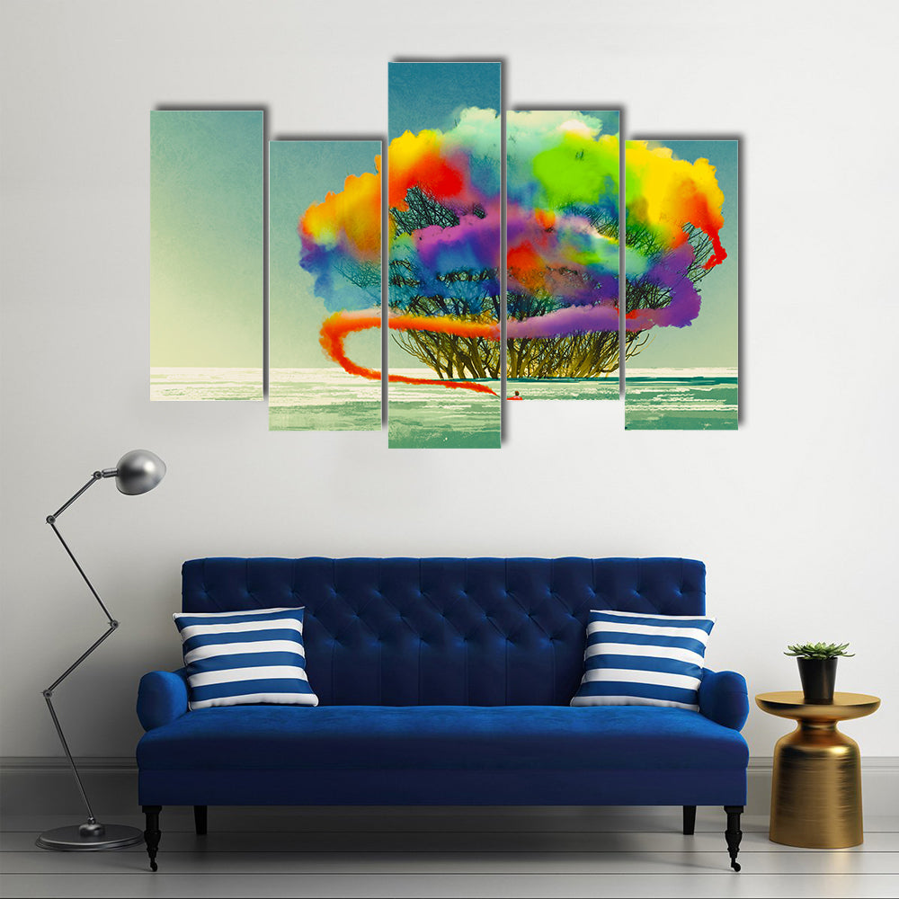 Colorful Smoke Flare Illustration Canvas Wall Art