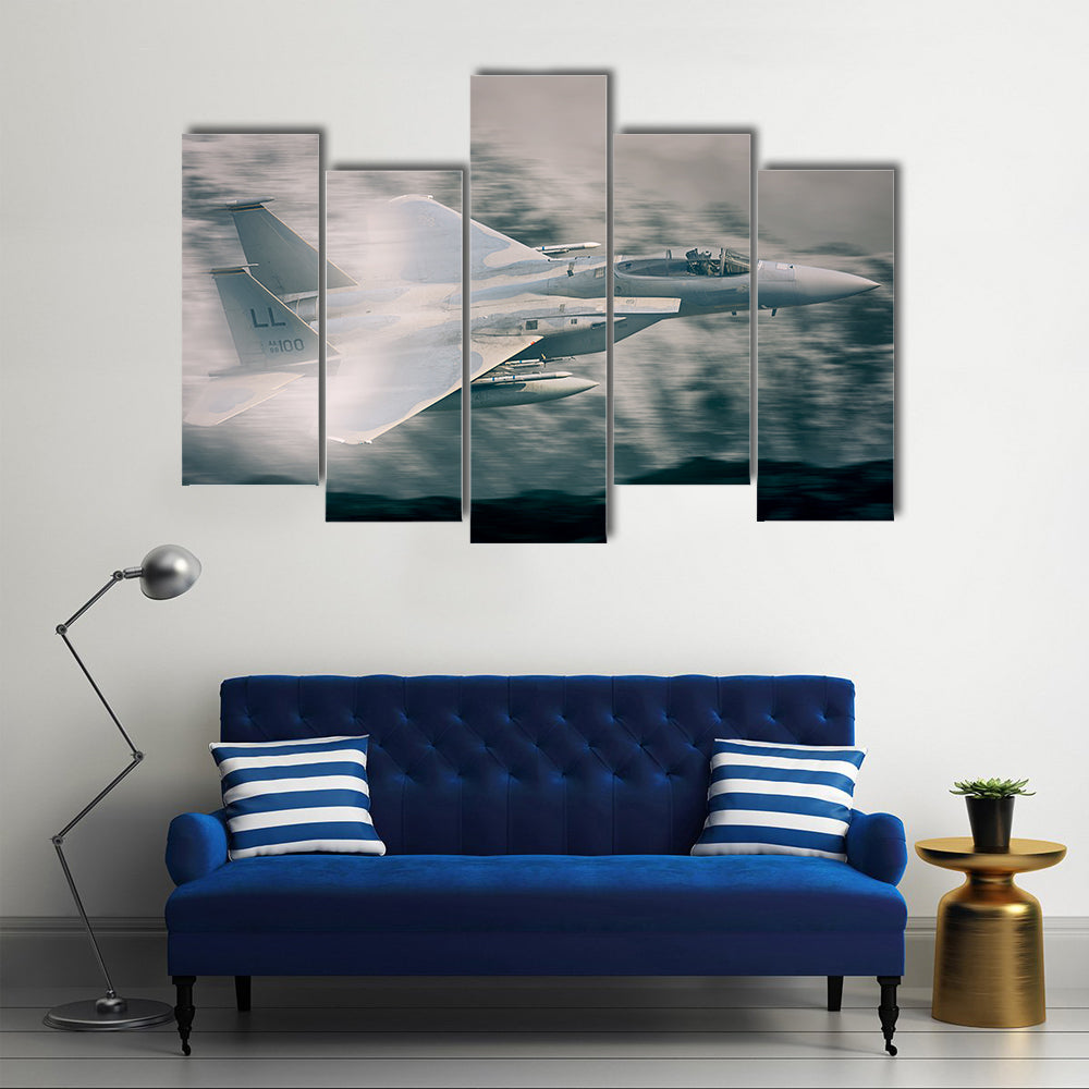 F15 Military Fighter Jet Flying Canvas Wall Art