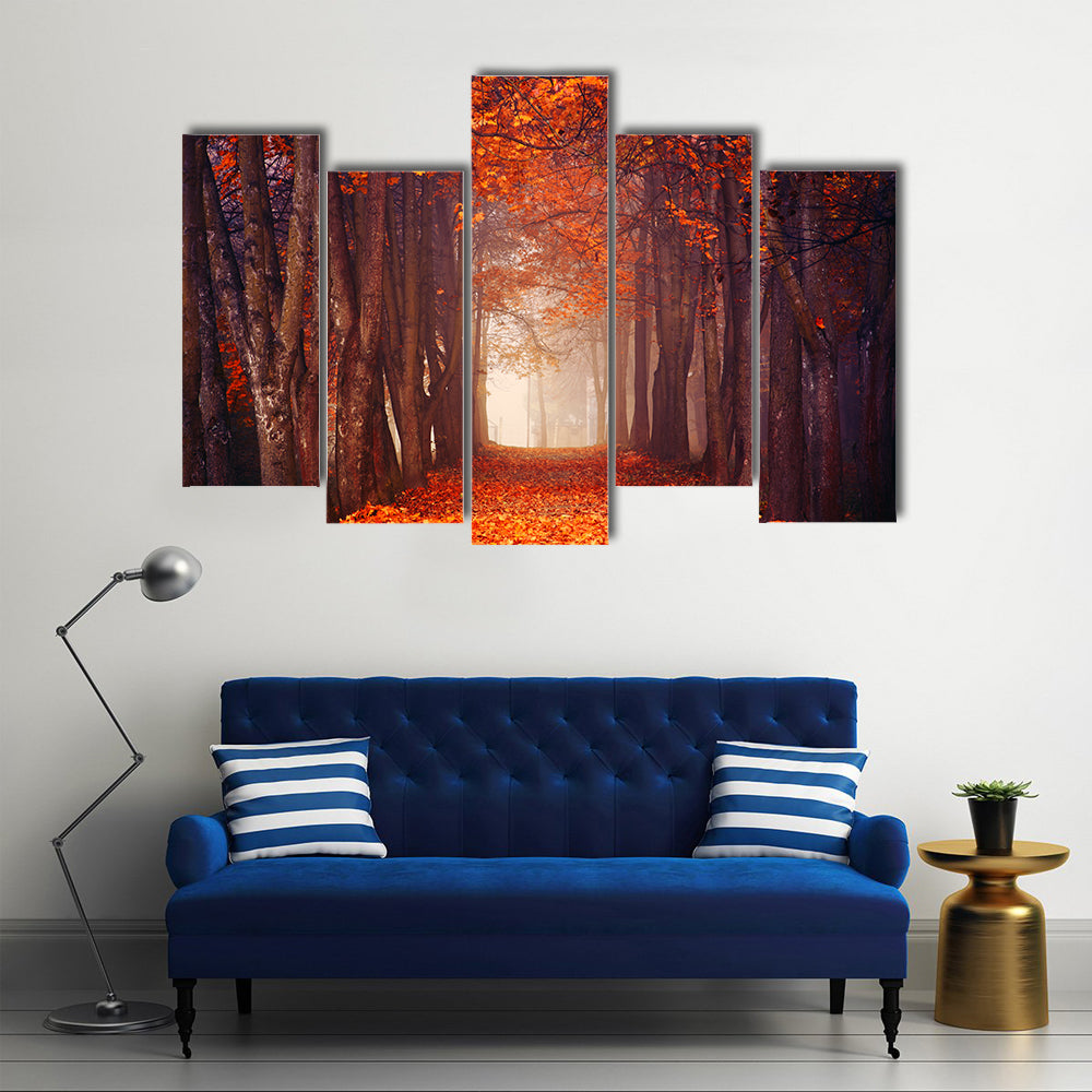 Autumn Misty Forest Canvas Wall Art
