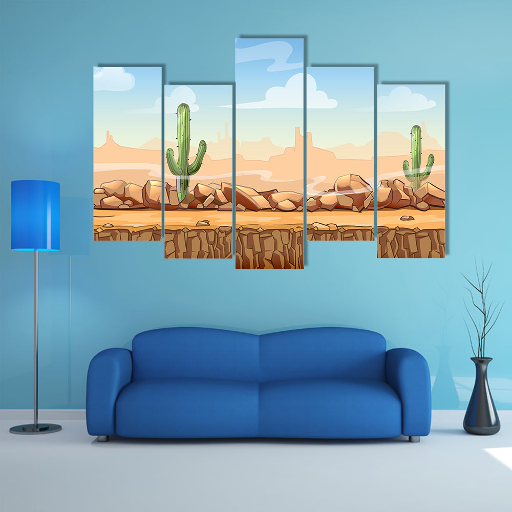 Wild West Desert Game Concept Canvas Wall Art