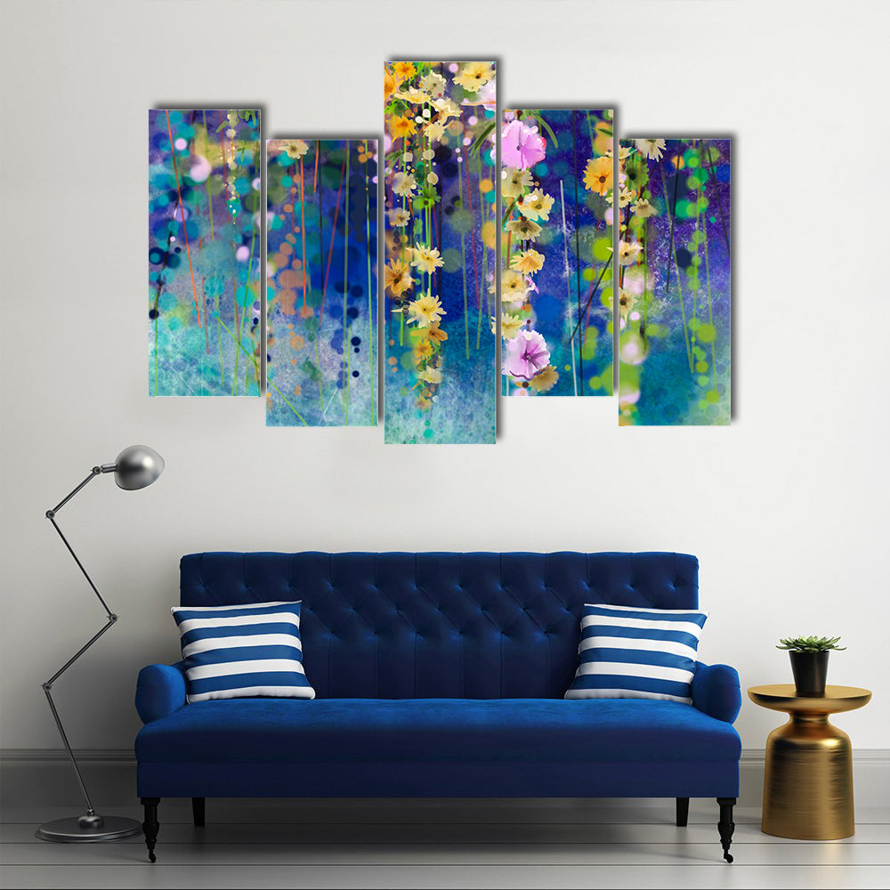 Spring Floral Field Abstract Canvas Wall Art