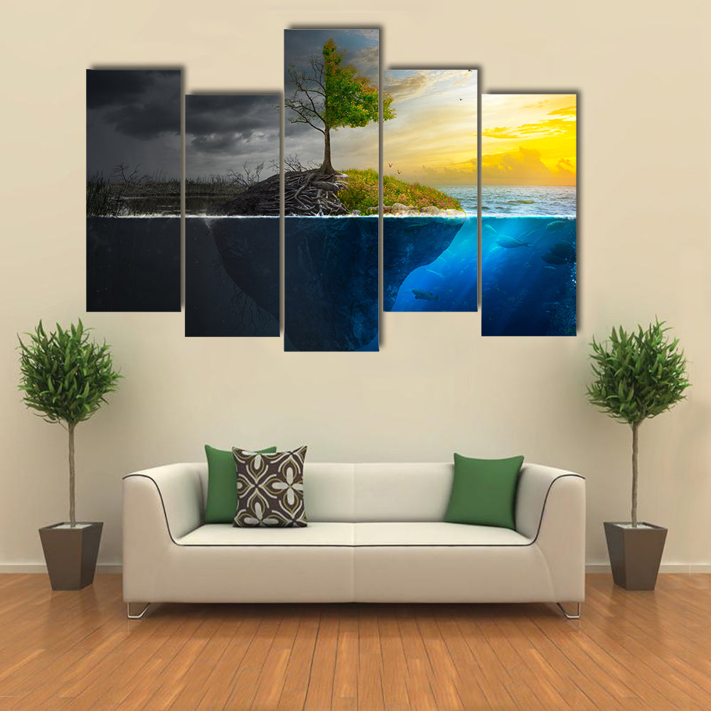 Life And Death On Floating Island Canvas Wall Art