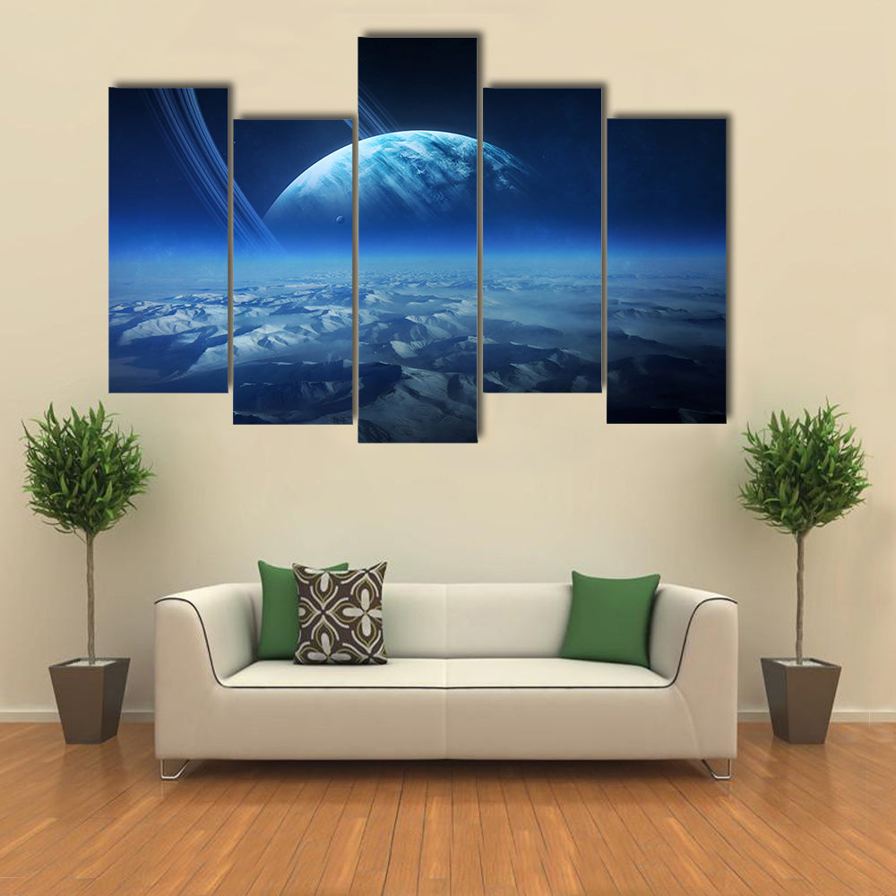 View of Uranus from Titania Canvas Wall Art