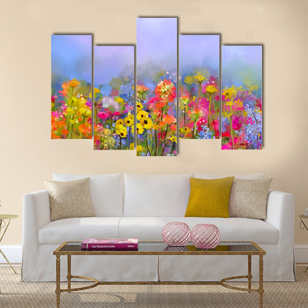 Multicolor Spring Wildflower Meadow Canvas Wall Art