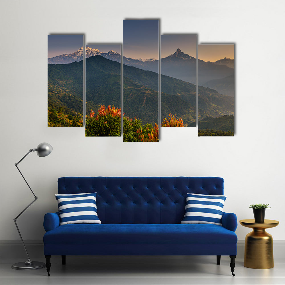 Sunrise Over Himalaya Mountains Near Pokhara Nepal Canvas Wall Art