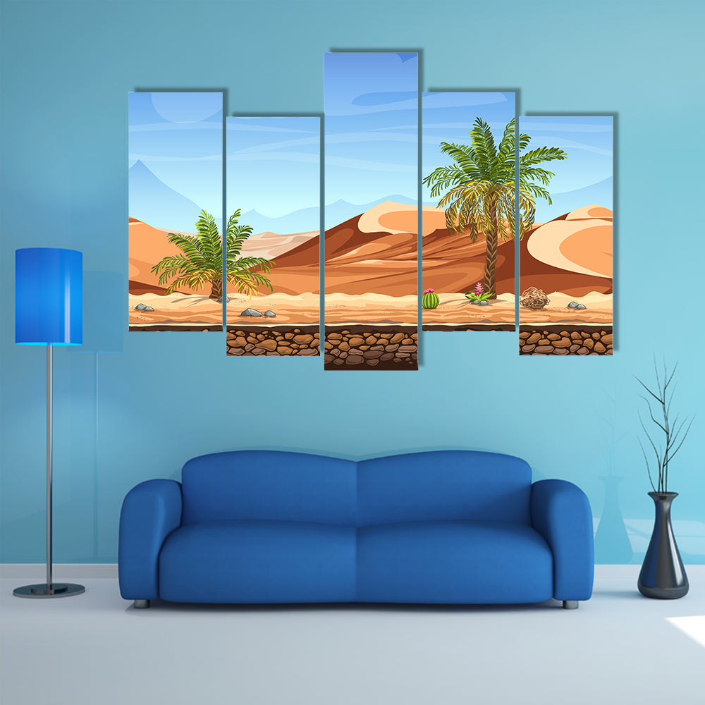 Desert Side-scrolling Game Scene Canvas Wall Art