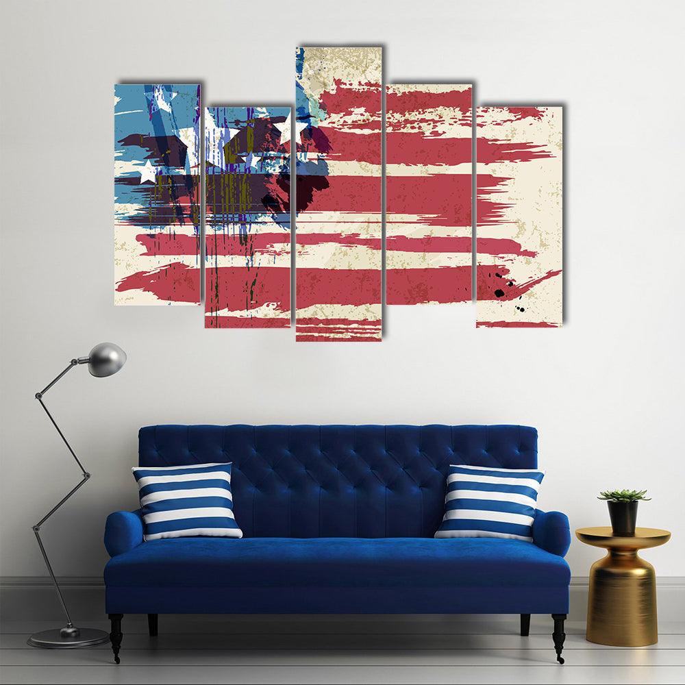 Grunge American Flag Canvas Wall Art