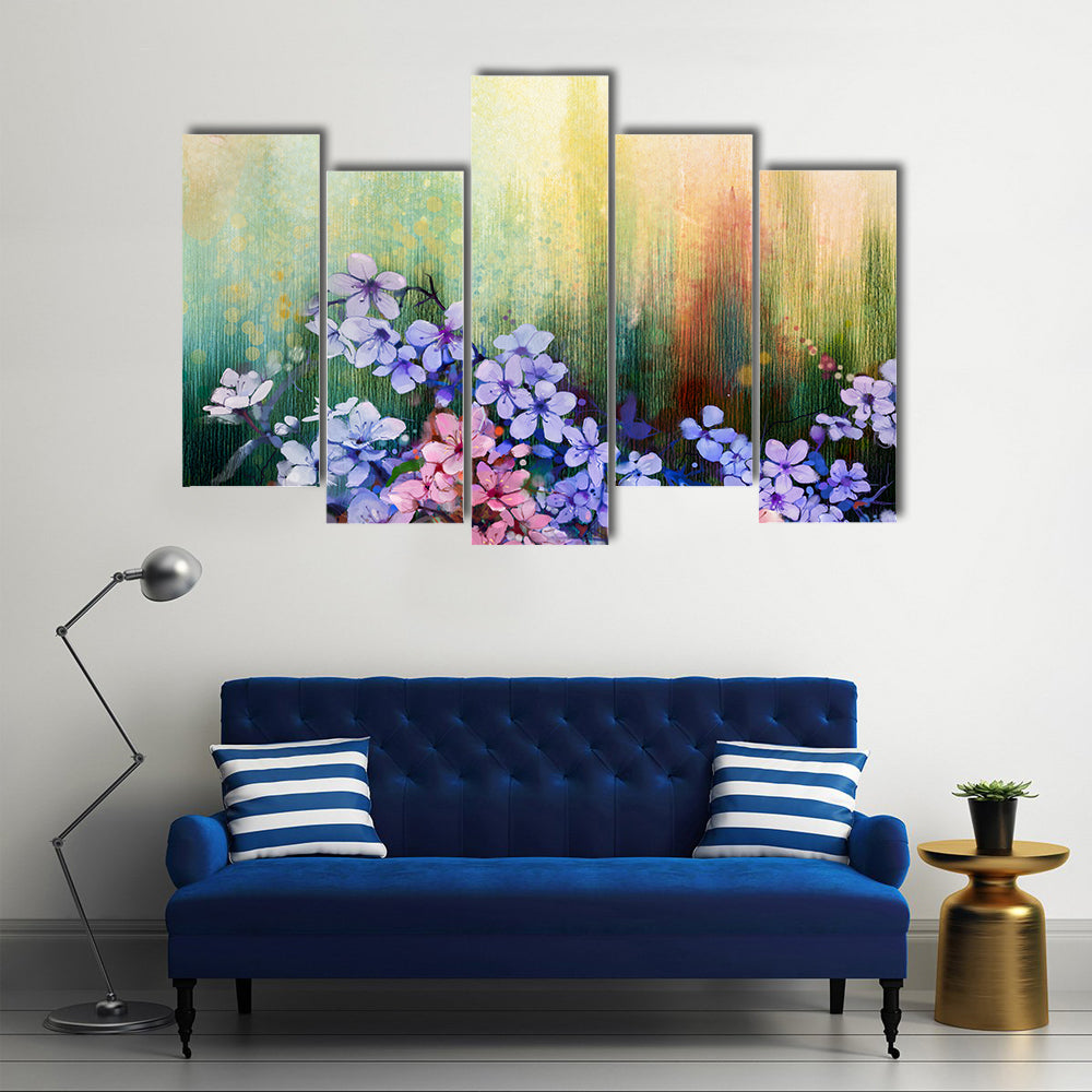 Abstract Cherry Blossoms in Purple Canvas Wall Art