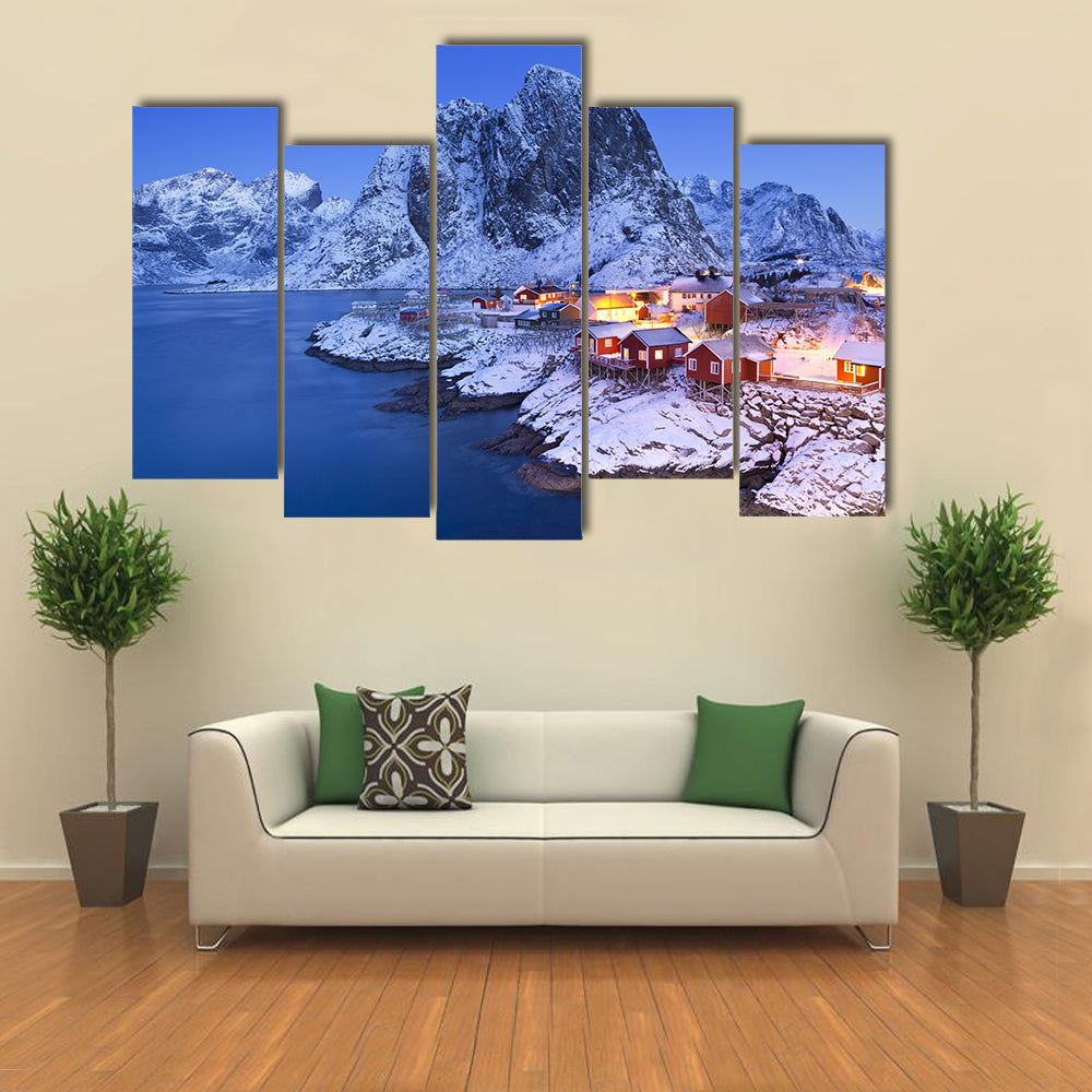 Norwegian Fisherman's Cabins In Lofoten Canvas Wall Art