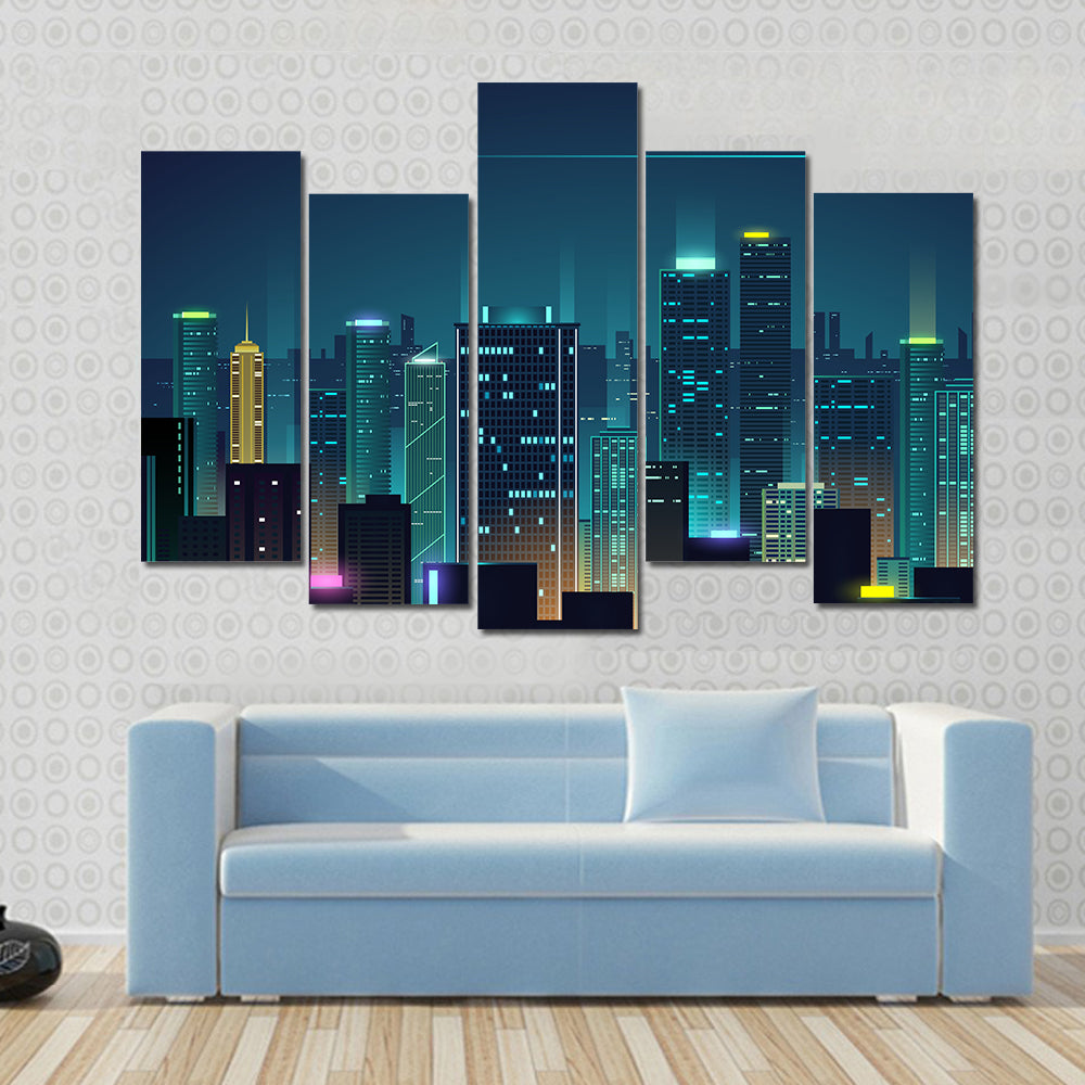 New York City Night Skyline Canvas Wall Art