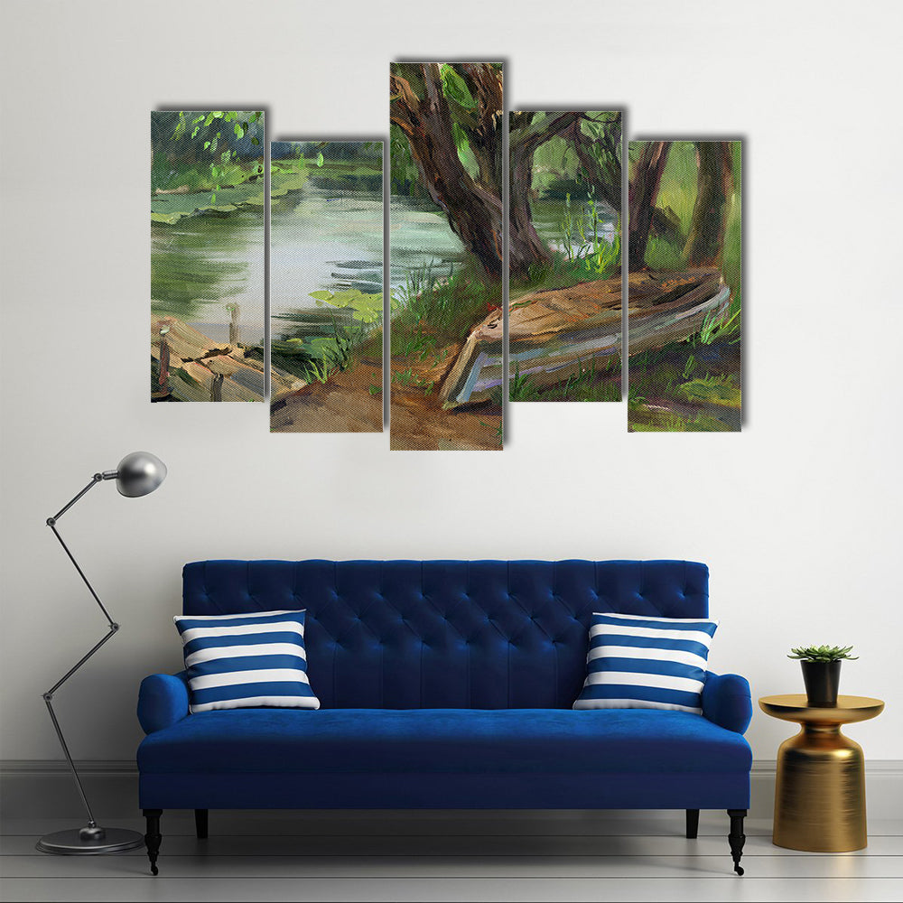 Willow Trees By The Water Canvas Wall Art