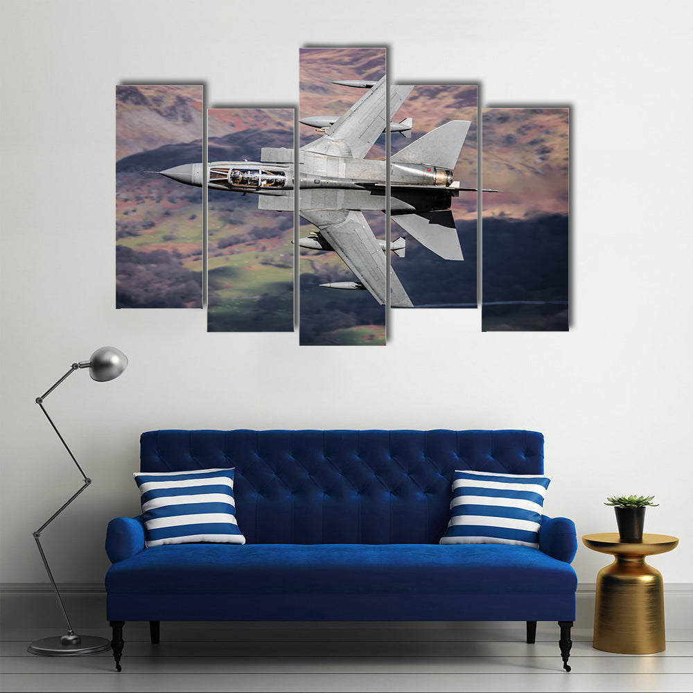 Panavia Tornado Over Mountainous Terrain Canvas Wall Art