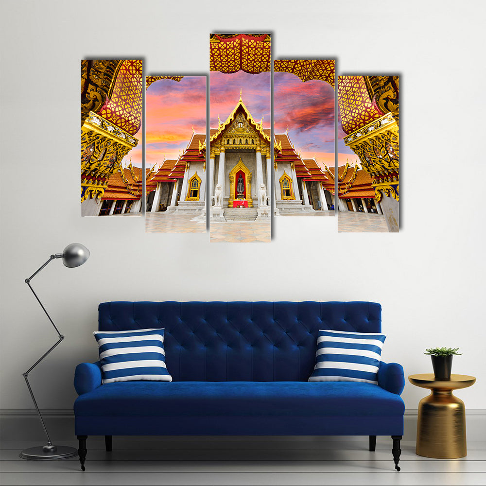 Marble Temple Of Bangkok In Thailand Canvas Wall Art