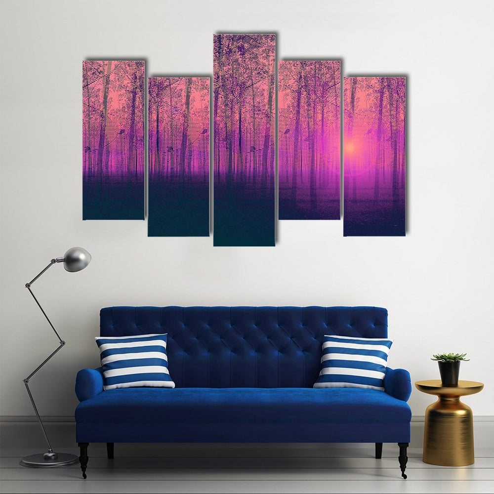 Foggy Poplar Trees Canvas Wall Art
