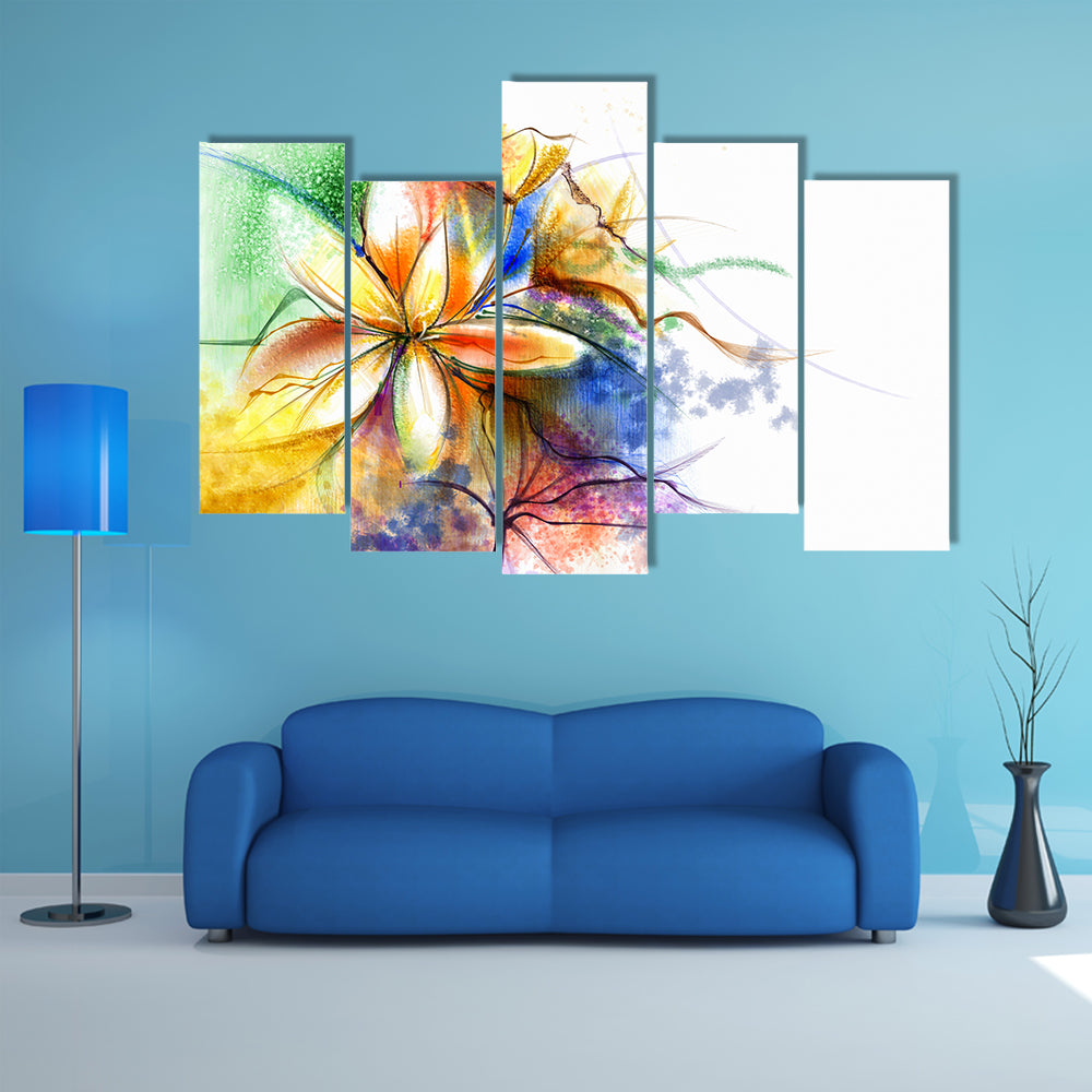Colorful Abstract Lilies Canvas Wall Art