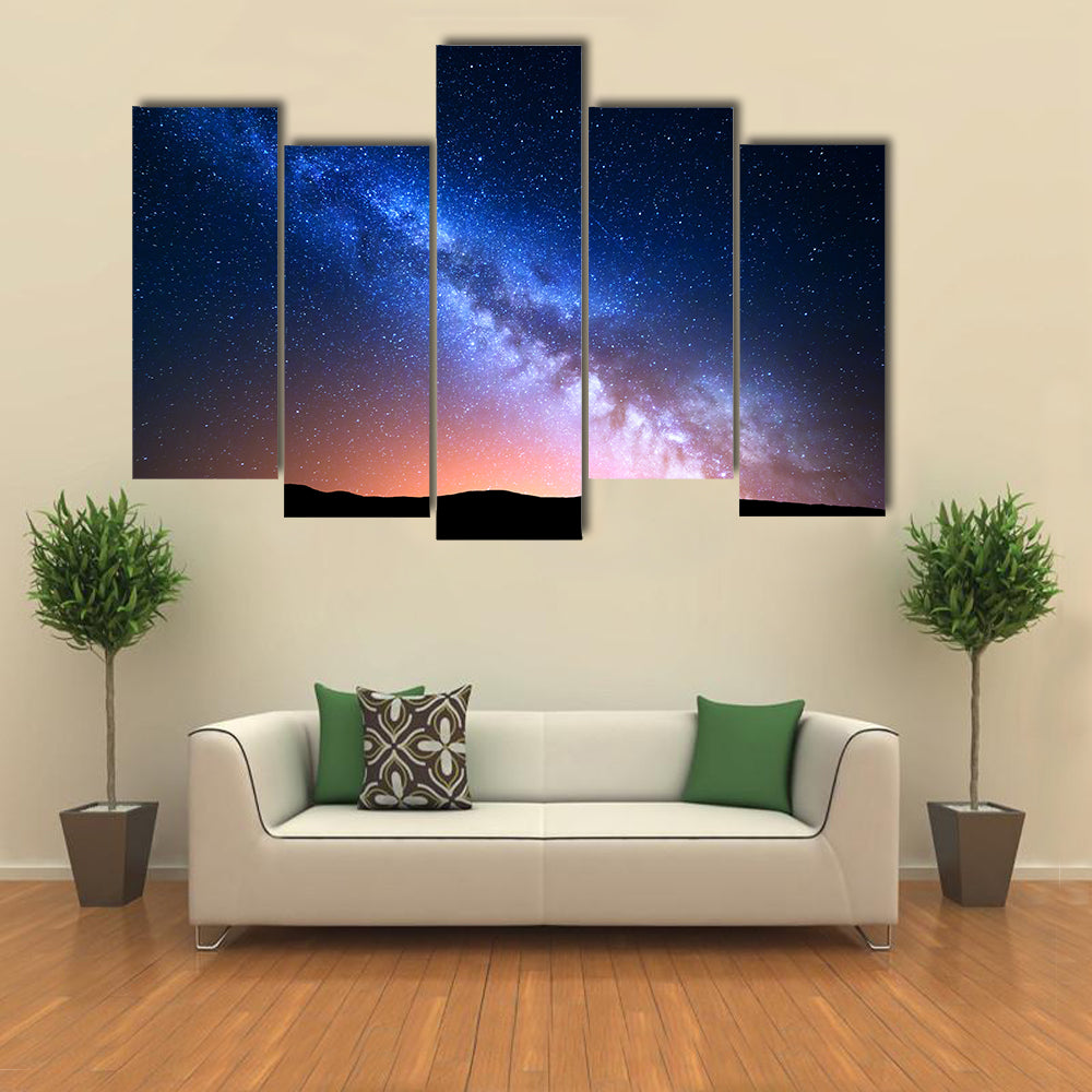 Starry Sky With Hills At Summer Canvas Wall Art