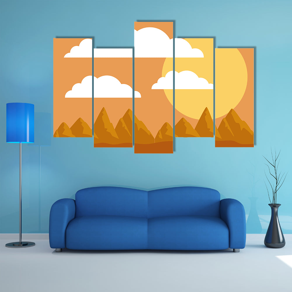Desert Sunset Illustration Canvas Wall Art