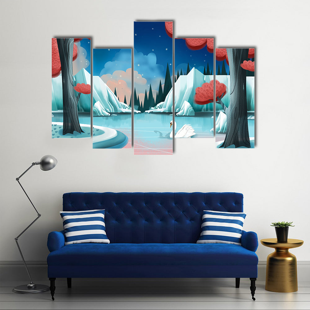 Fantasy Swan Lake Canvas Wall Art