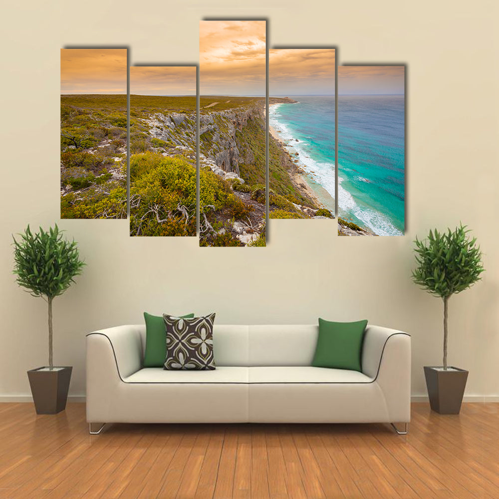 Kangaroo Island Cliffs and Turquoise Sea at Sunset Canvas Wall Art