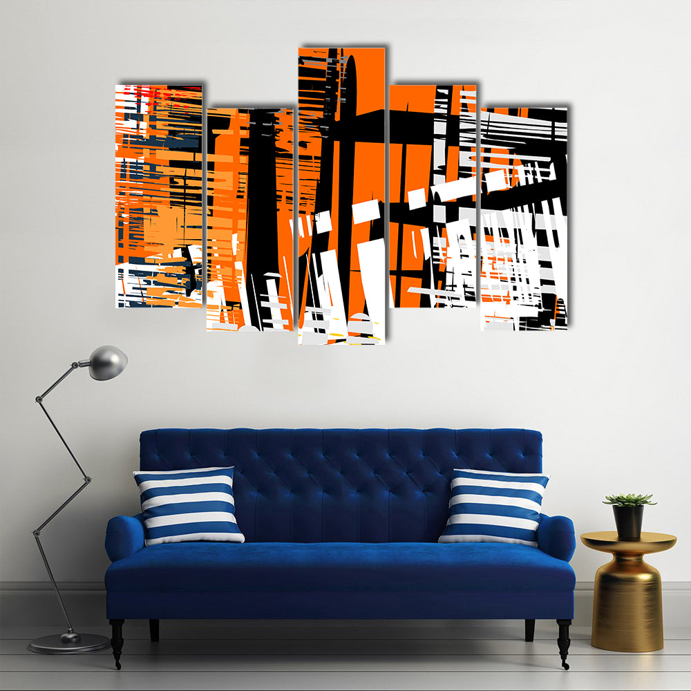 Gradient Grunge Abstract with Geometric Layers Canvas Wall Art