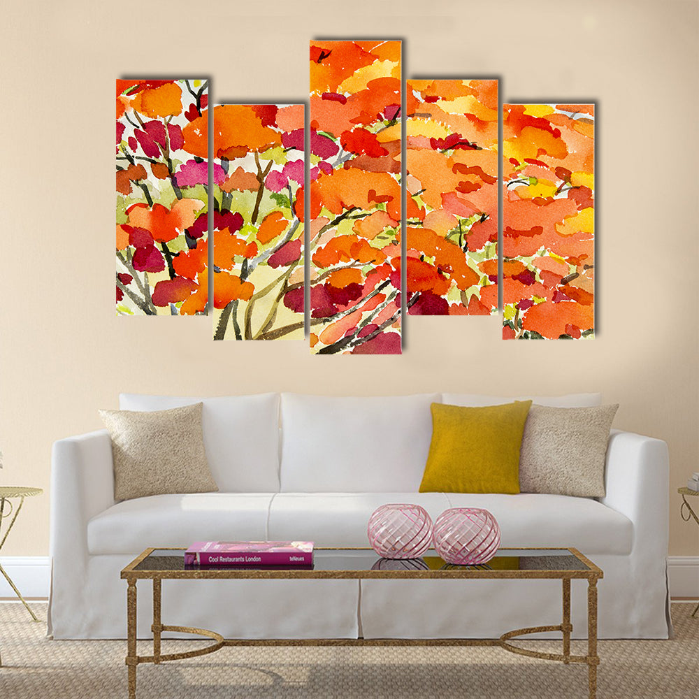 Peacock Flowers Watercolor Abstract Canvas Wall Art
