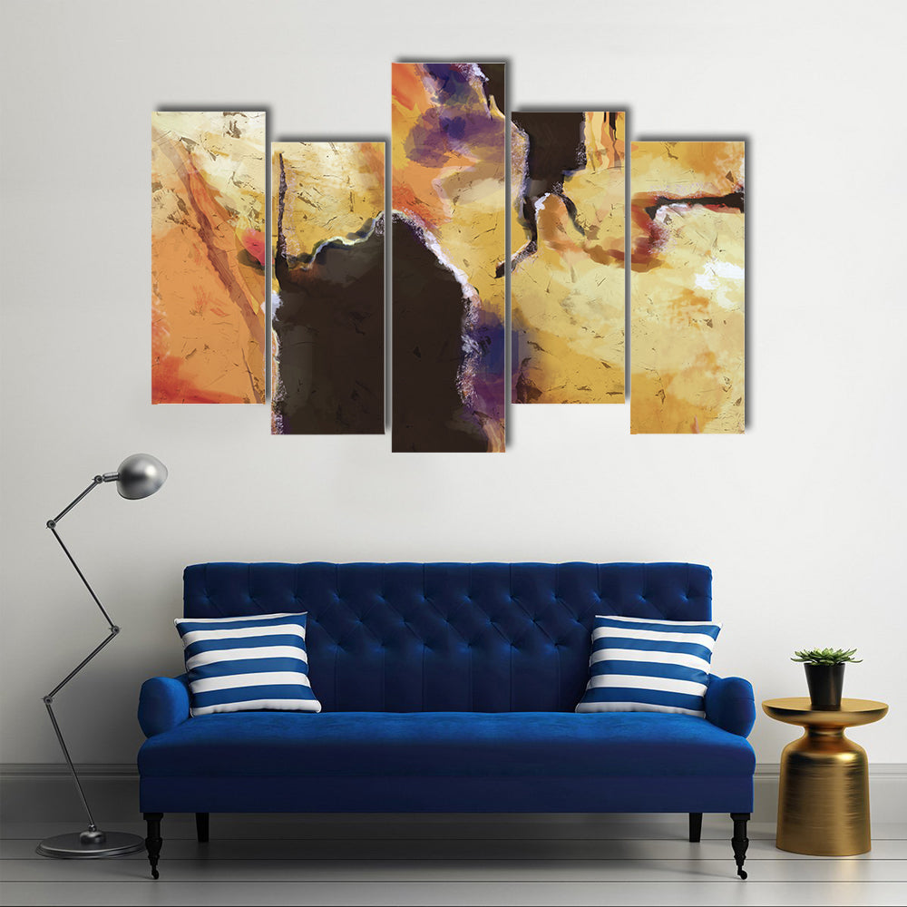 Textured Orange Abstract with Dark Central Void Canvas Wall Art