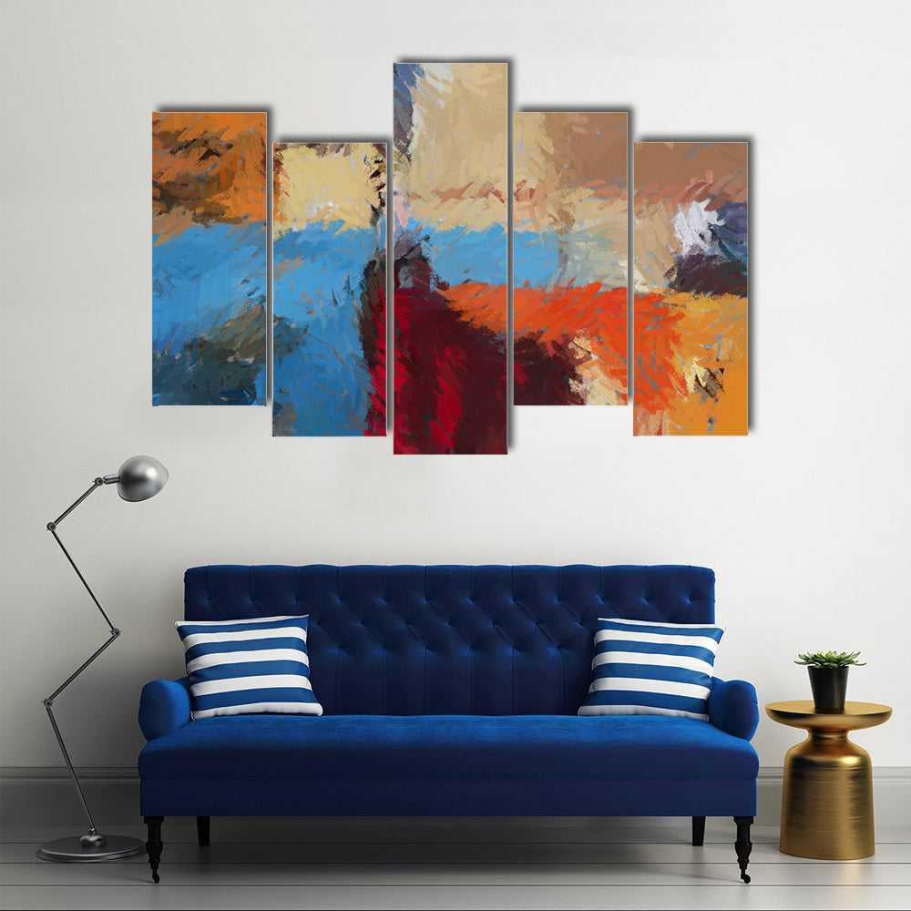 Hand-drawn Textured Abstract Painting Canvas Wall Art