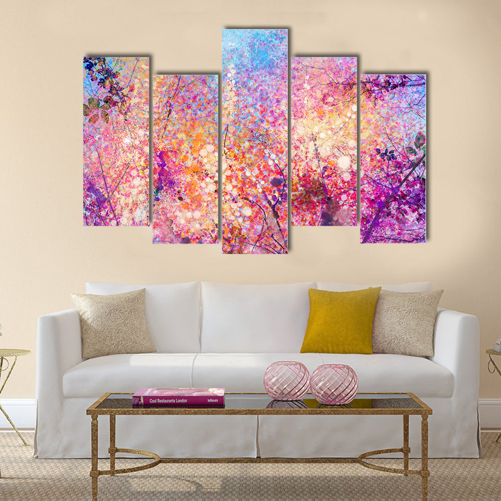 Cherry Blossom Flower Abstract Canvas Wall Art