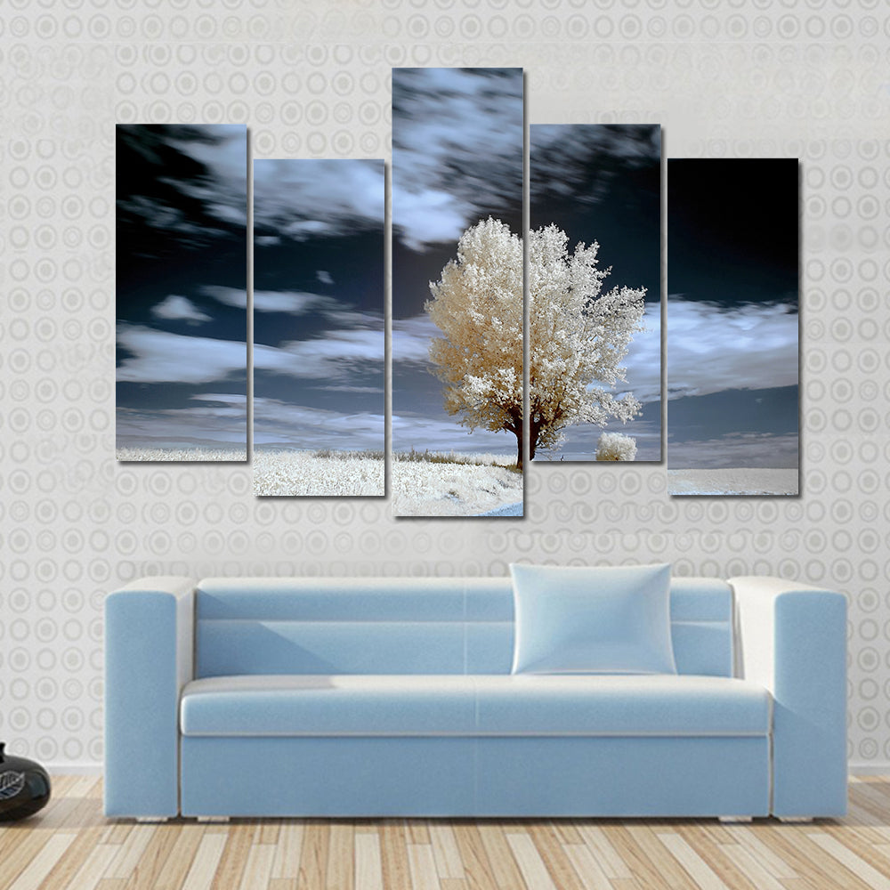 Alone Tree In Winter Canvas Wall Art