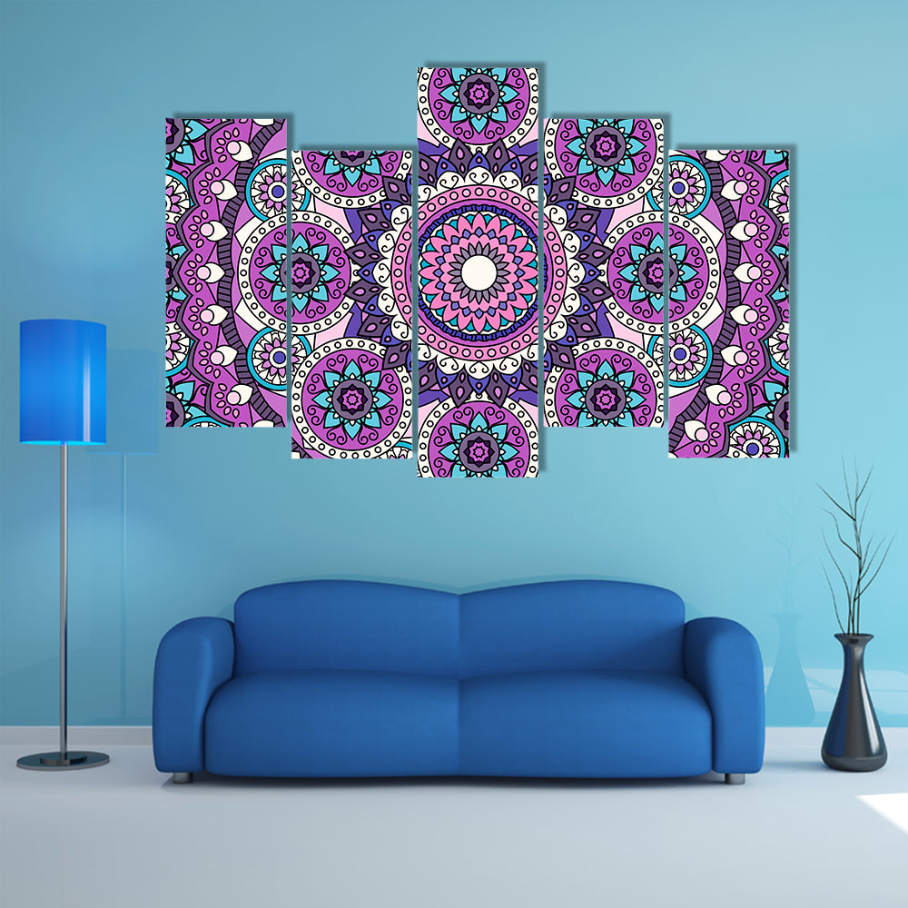 Purple Mandala Pattern Canvas Wall Art