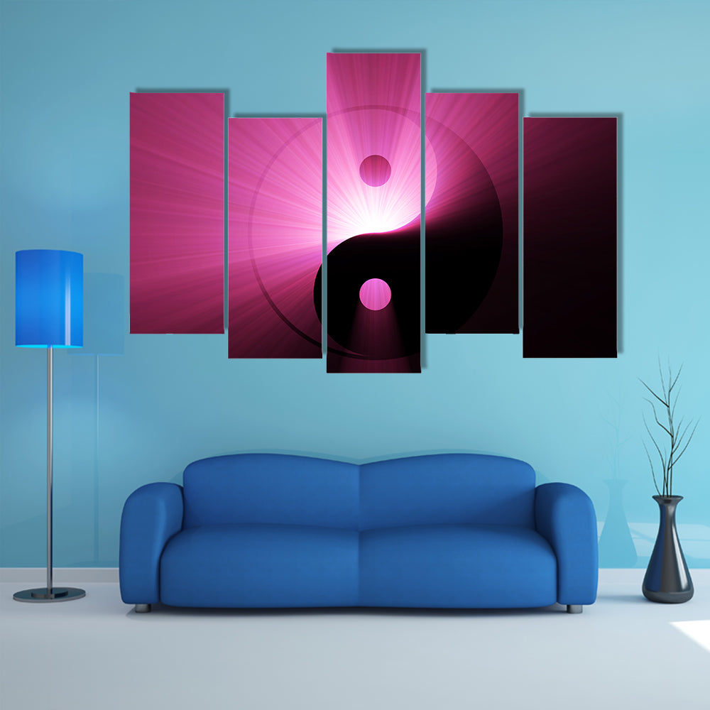 Tai Chi Yin Yang Symbol Light Flare Canvas Wall Art