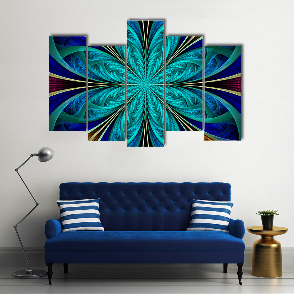 Multicolored Fractal Flower Canvas Wall Art