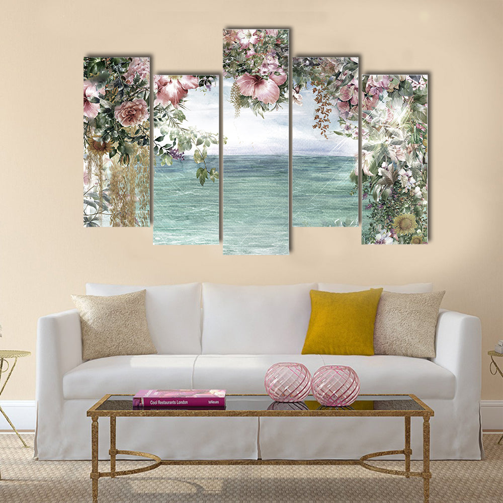 Spring Flowers by the Sea Canvas Wall Art