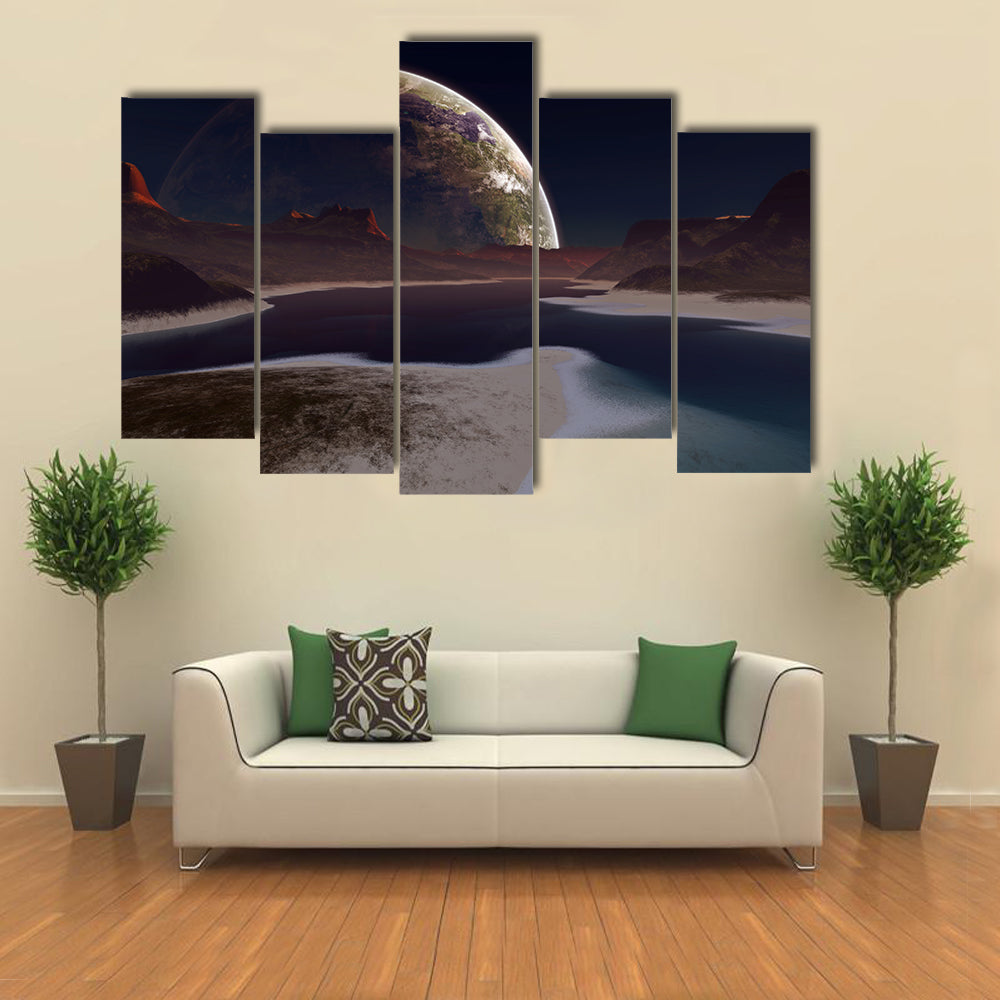 Alien Moon Rising Canvas Wall Art