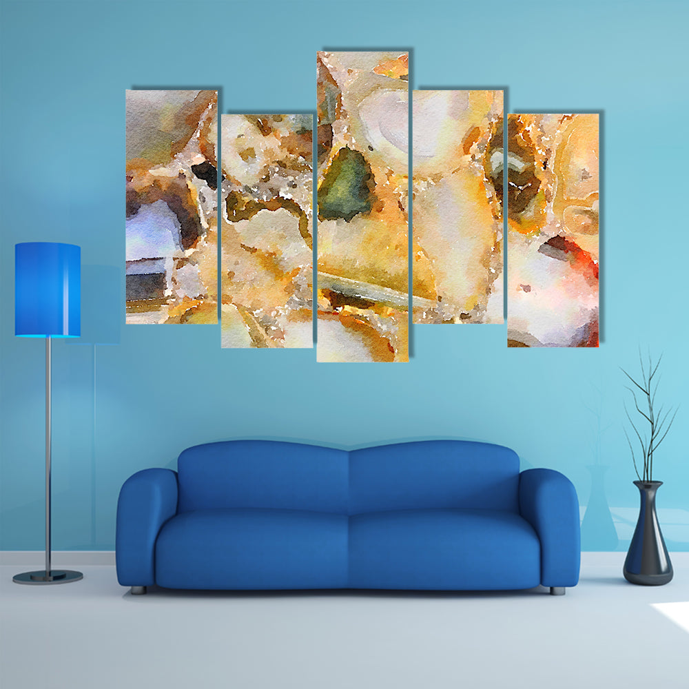 Watercolor Agate Gemstone Mosaic Canvas Wall Art