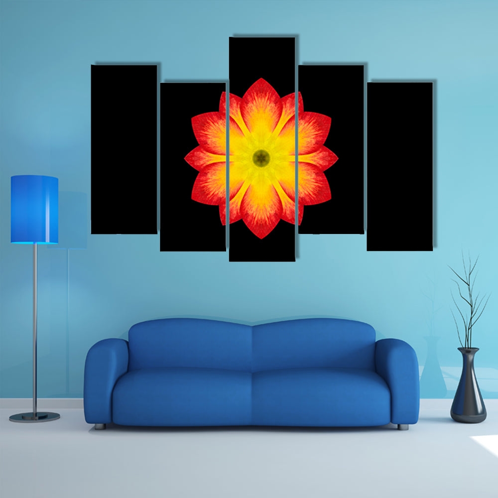 Red And Yellow Flower Mandala Canvas Wall Art