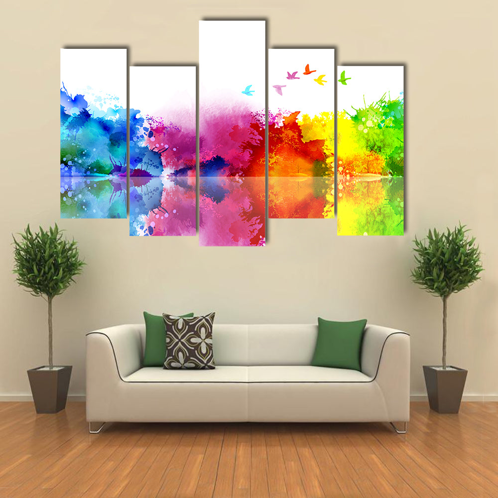 Flying Flock Of Birds Canvas Wall Art